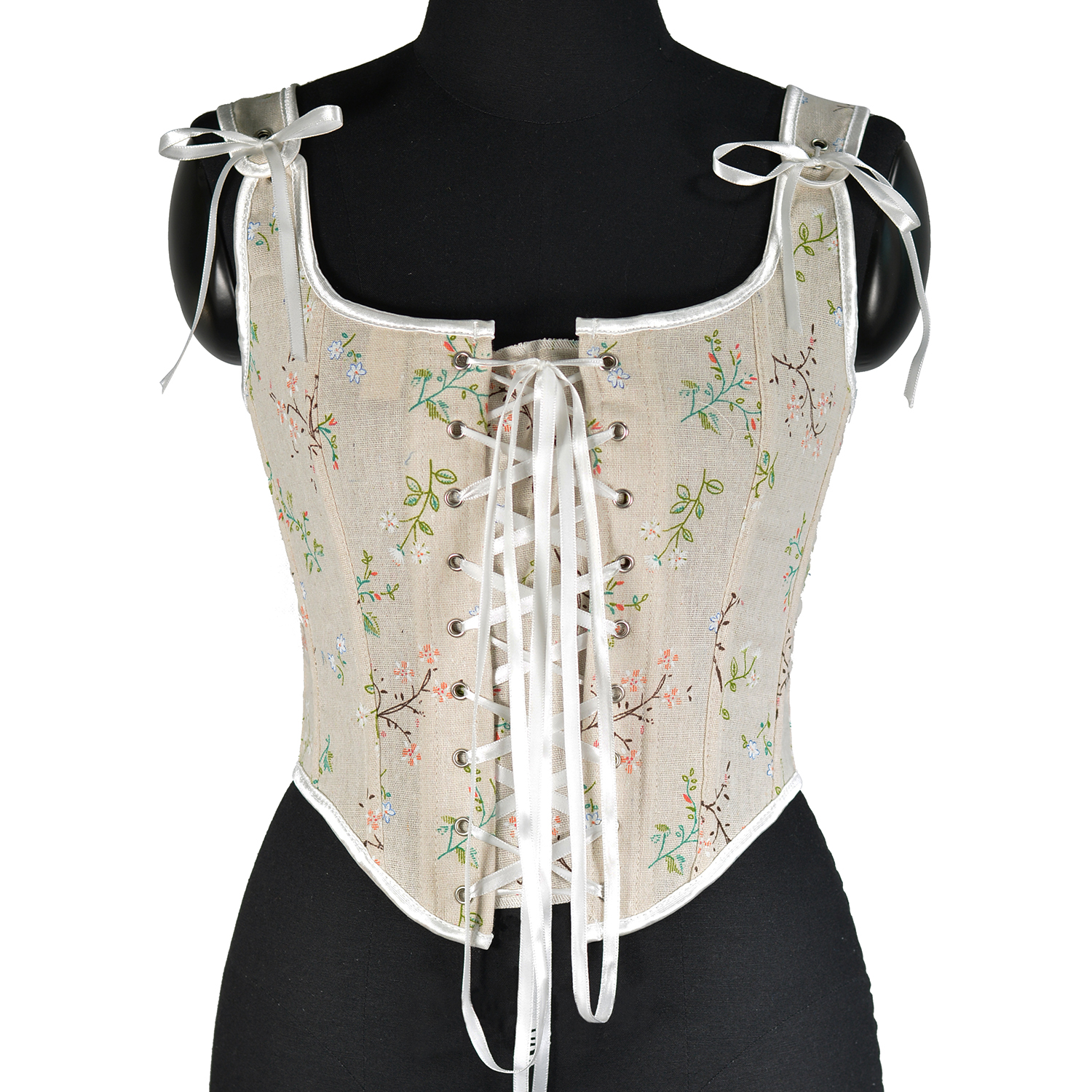 Corset Waist Cinch - Boho Vintage Gardenia Floral Print Corset