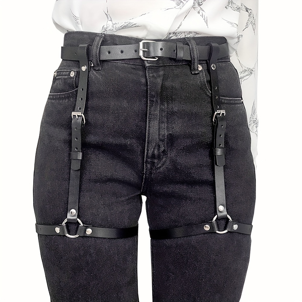 Garter Belt Set - Oth Punk PU Leather Full Waist