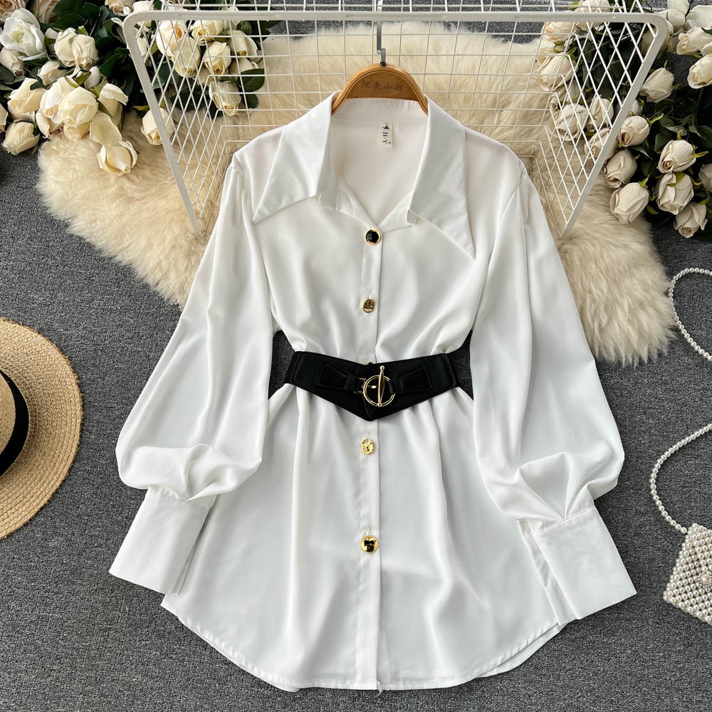 Ele Long Sve White irt Dr Wome - Corset Waist Cinch avaliação e preço
