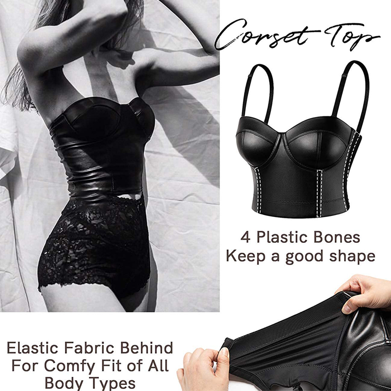 Women Leather Corset Bustiers  - Corset Waist Cinch avaliação e preço