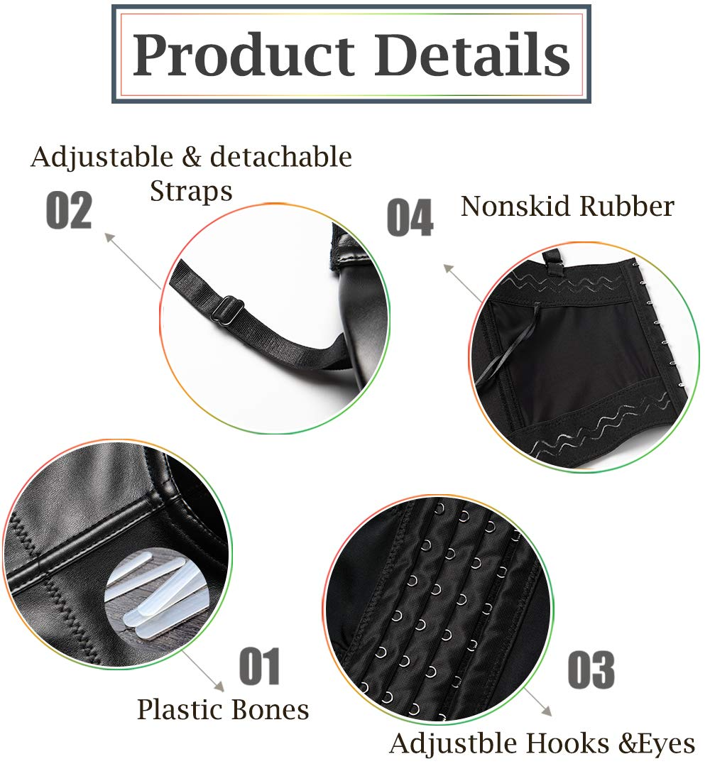 Women Leather Corset Bustiers  - Corset Waist Cinch avaliação e preço