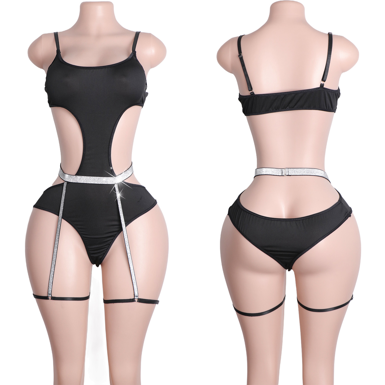 Custom Rhinestone Pole Dancewe - Garter Belt Set avaliação e preço