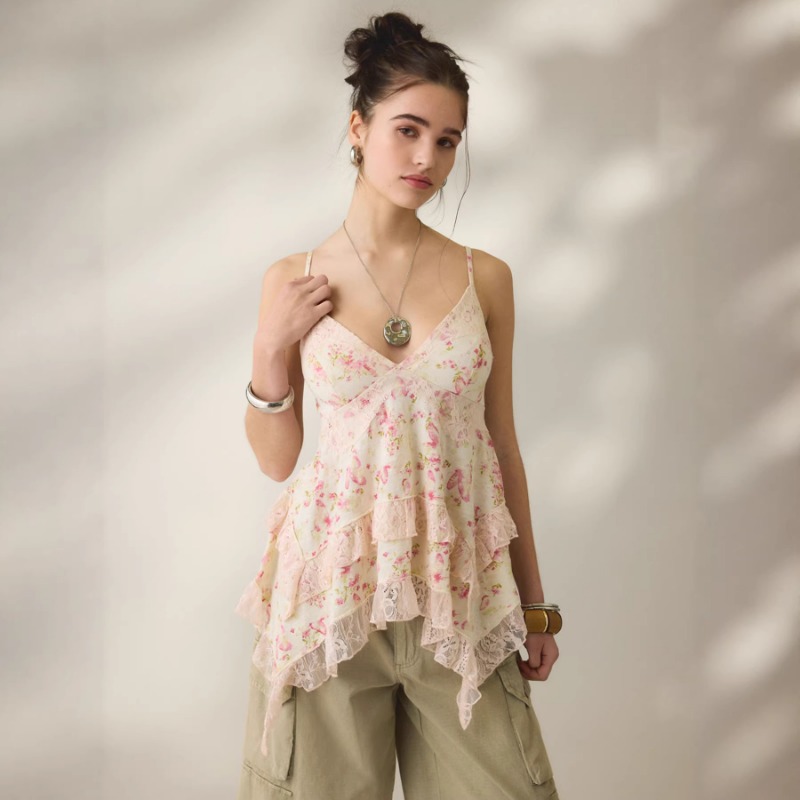 Vintage Floral Chiffon Cami To - Cami Top Lace avaliação e preço