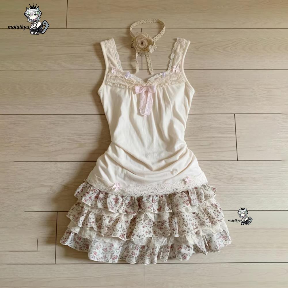 Women Y2K 2Pcs Outfit Set Lace - Cami Top Lace avaliação e preço
