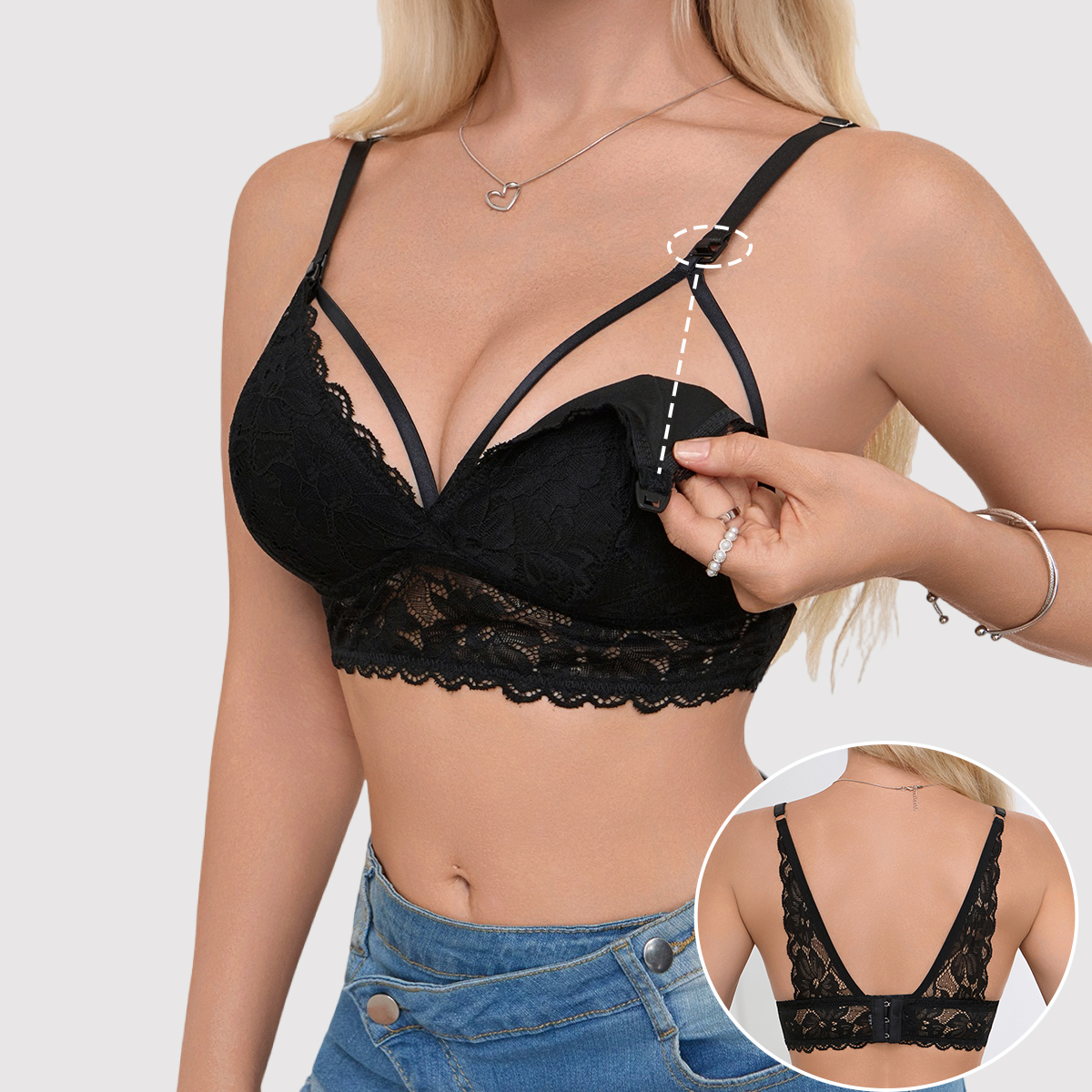 Sexy Hollow Out Lace Nursing B - Nursing Bra Sleep avaliação e preço