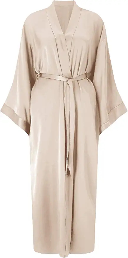 2021 New Satin Chiffon Robes B - Robe Silk Women avaliação e preço