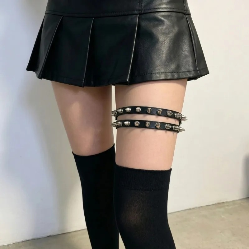 Double Row Cone Spike Leg Gart - Garter Belt Set avaliação e preço