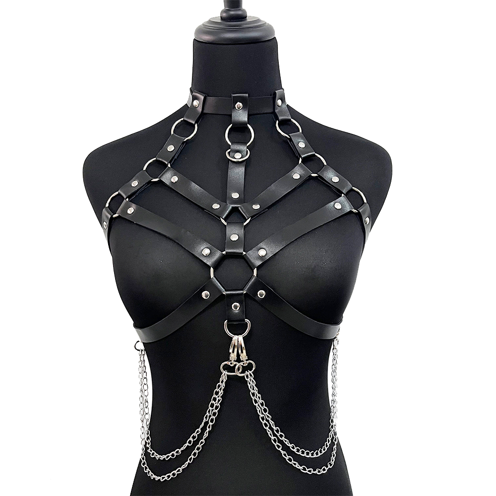Chain with Leather Lingerie Wo - Garter Belt Set avaliação e preço