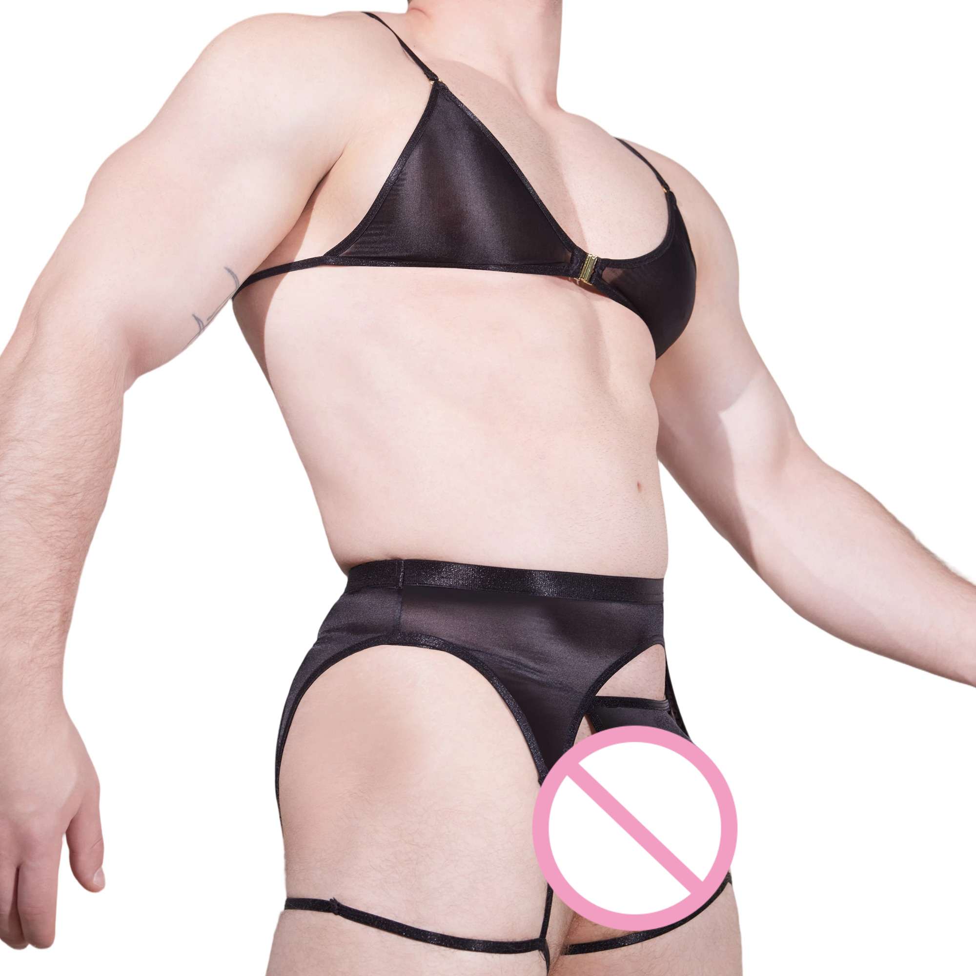 Men Novelty See-through Lace L - Garter Belt Set avaliação e preço