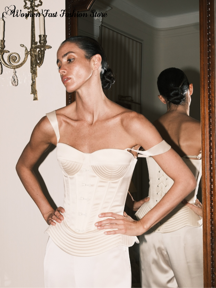 Sexy Fishbone Spaghetti Strap  - Corset Waist Cinch avaliação e preço