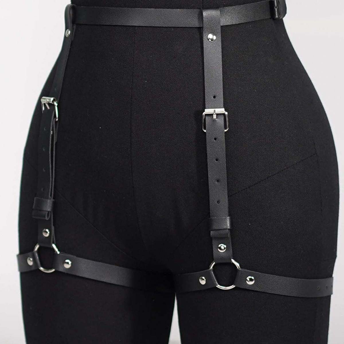 Oth Punk PU Leather Full Waist - Garter Belt Set avaliação e preço