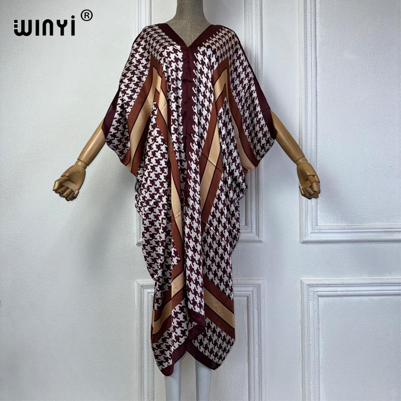 WINYI Summer african V-neck dr - Robe Silk Women avaliação e preço