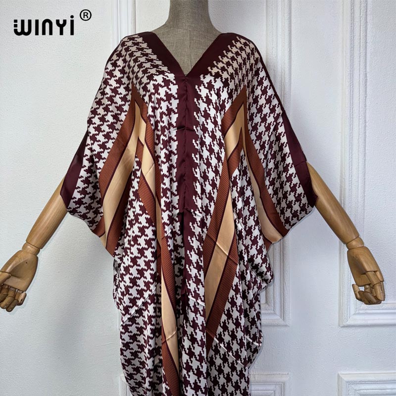 WINYI Summer african V-neck dr - Robe Silk Women avaliação e preço