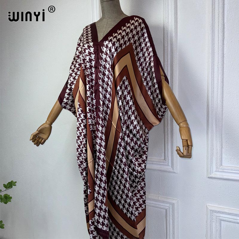 WINYI Summer african V-neck dr - Robe Silk Women avaliação e preço