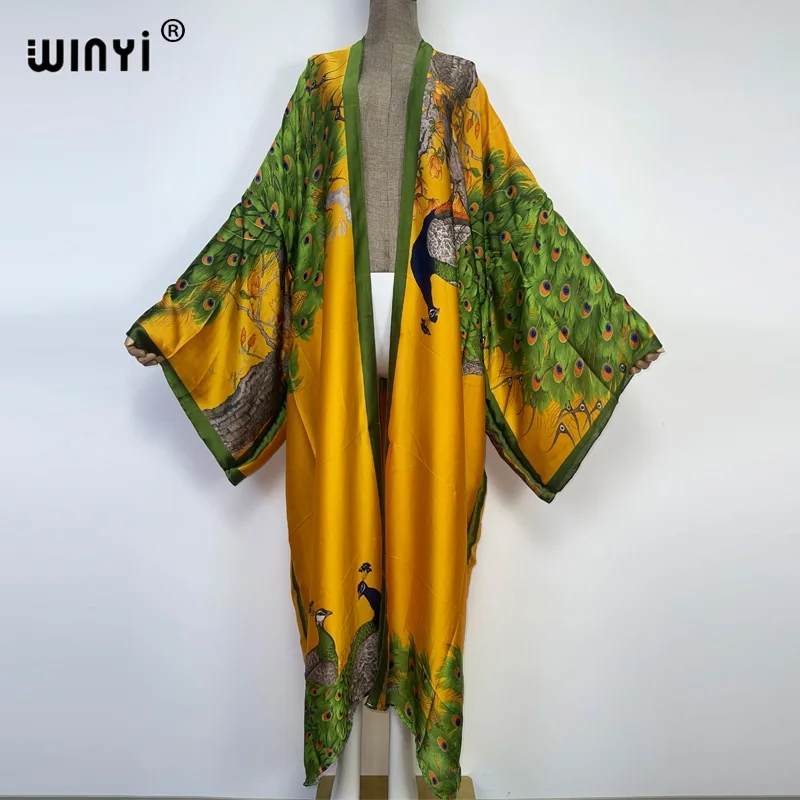 WINYI 2022 Summer Women Cardig - Robe Silk Women avaliação e preço