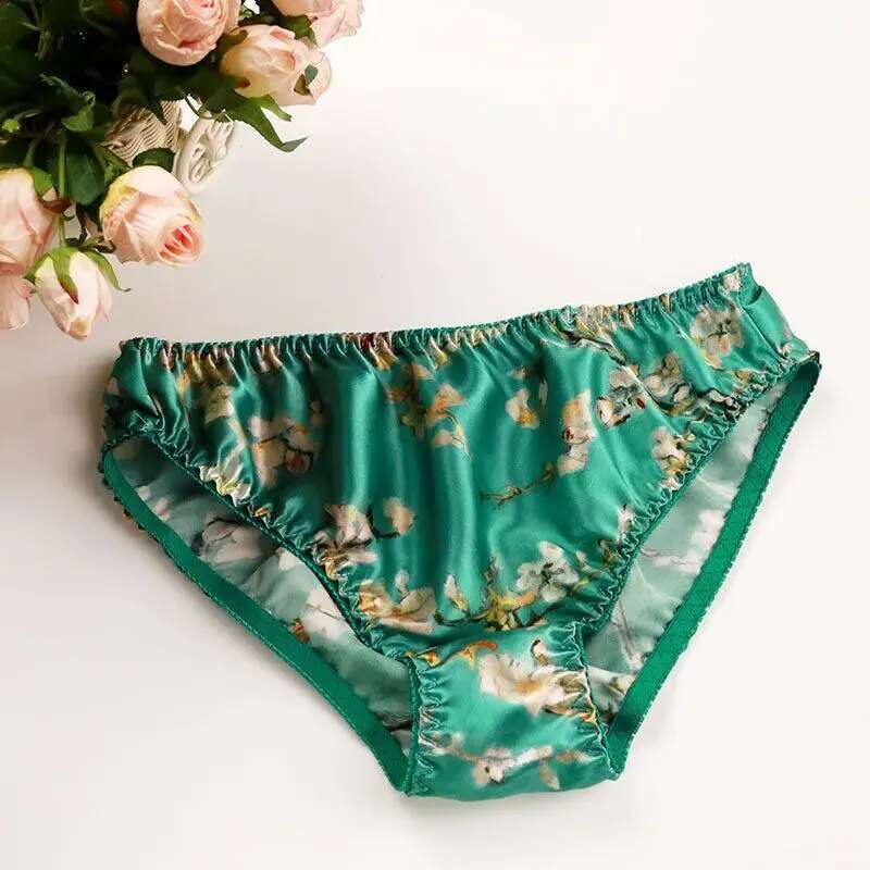 Summer Floral Print Ice Silk M - Boyshort Underwear avaliação e preço