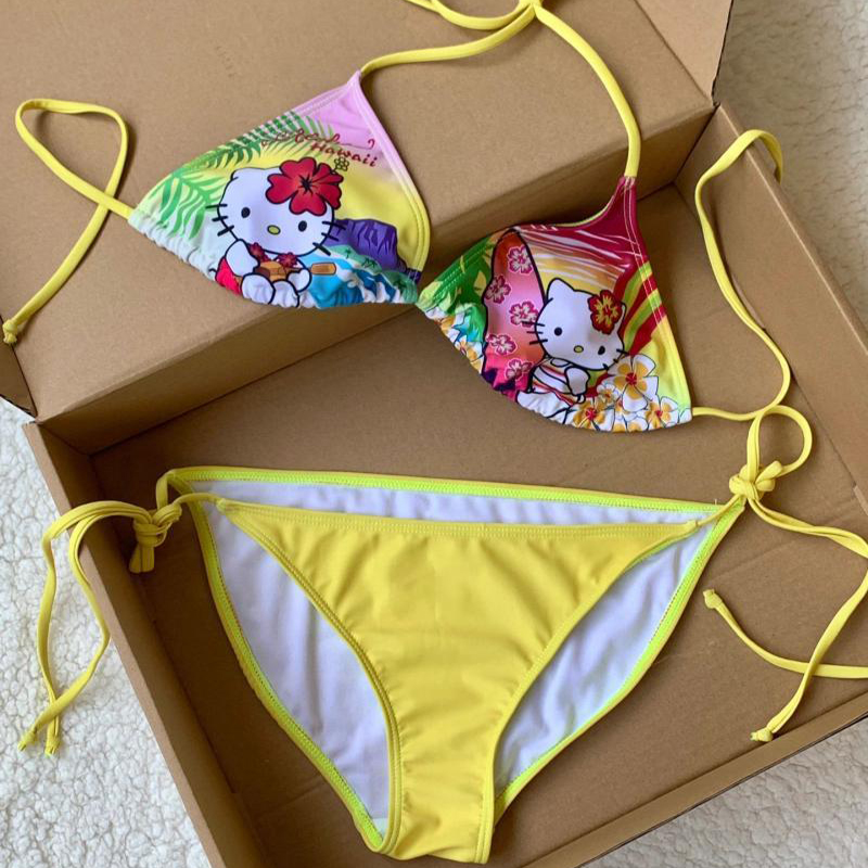 Y2K Girls Kawaii Hello Kittys  - Thong Bikini Women avaliação e preço