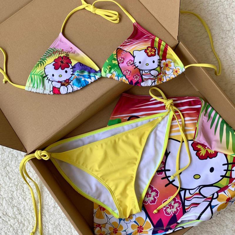 Y2K Girls Kawaii Hello Kittys  - Thong Bikini Women avaliação e preço